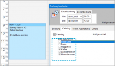 Catering und Medientechnik per E-Mail